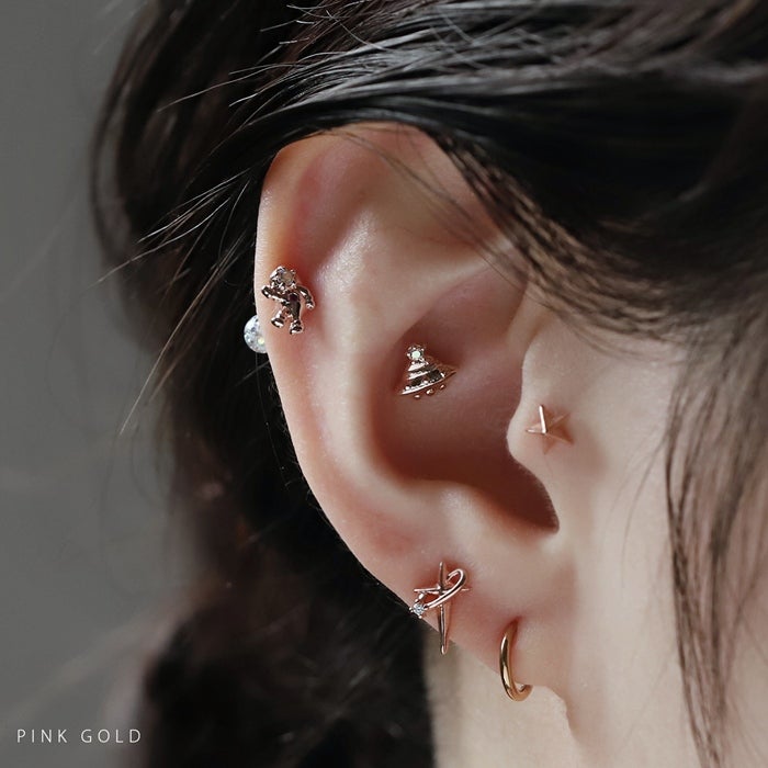 ボディピアス 16G 軟骨ピアス クロス 十字架 ジュエル シンプル