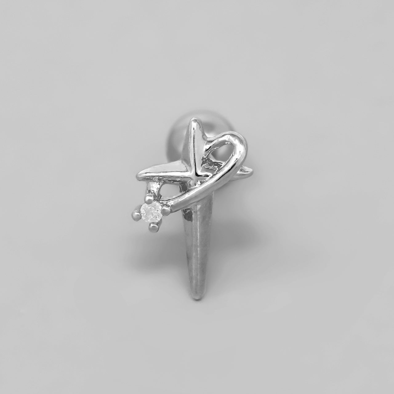 ボディピアス 16G 軟骨ピアス クロス 十字架 ジュエル シンプル