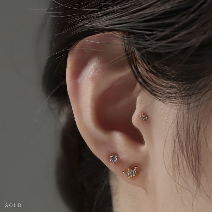 ボディピアス 16G 軟骨ピアス 王冠 クラウン ティアラ ジュエル