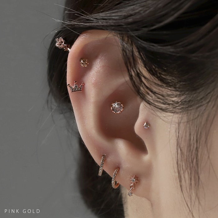 ボディピアス 16G 軟骨ピアス 王冠 クラウン ティアラ ジュエル