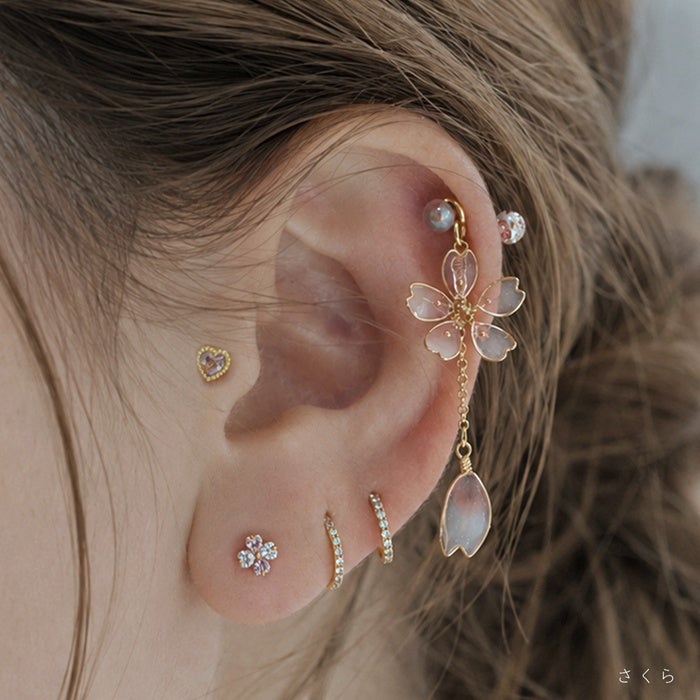 ボディピアス 14G 16G 18G チャーム 花 フラワー 和 和風 季節の花