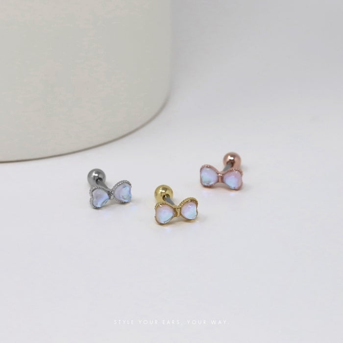 ボディピアス 16G 軟骨ピアス リボン オーロラ ぷっくり 立体的 可愛い
