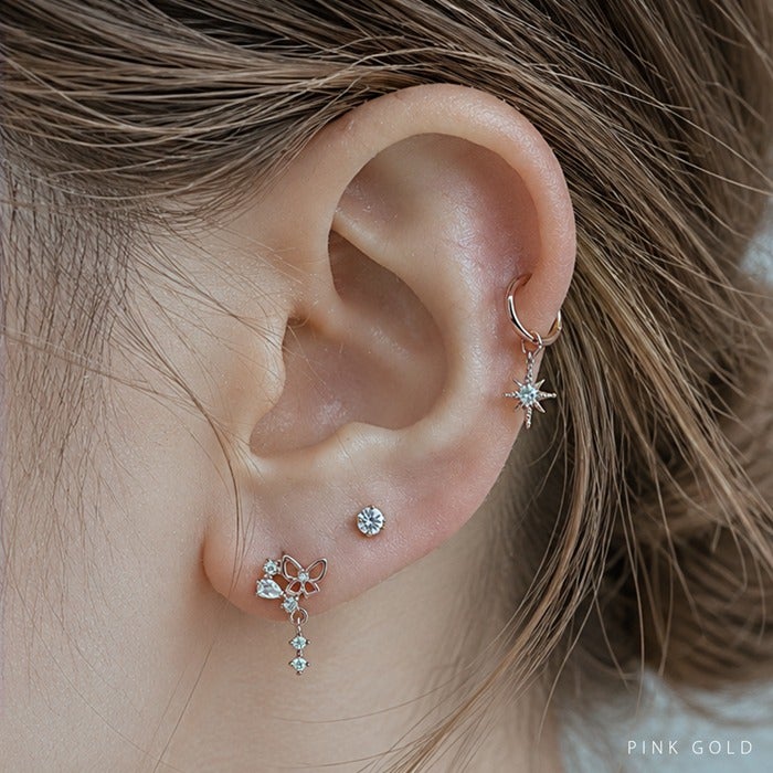ボディピアス 14G 16G 18G チャーム スパーク 星 アレンジ パーツ