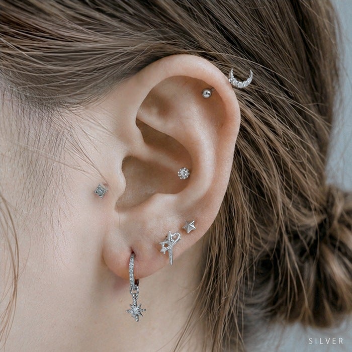 ボディピアス 14G 16G 18G チャーム スパーク 星 アレンジ パーツ