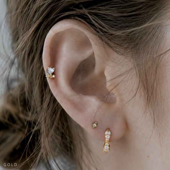 ボディピアス 16G 軟骨ピアス ハート 花 フラワー ジュエル 植物