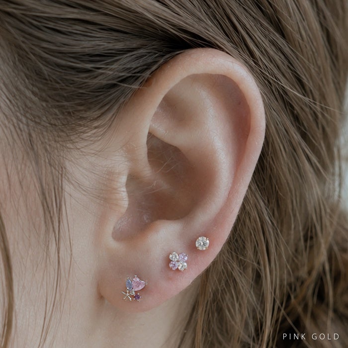 ボディピアス 16G 軟骨ピアス ハート 花 フラワー ジュエル 植物
